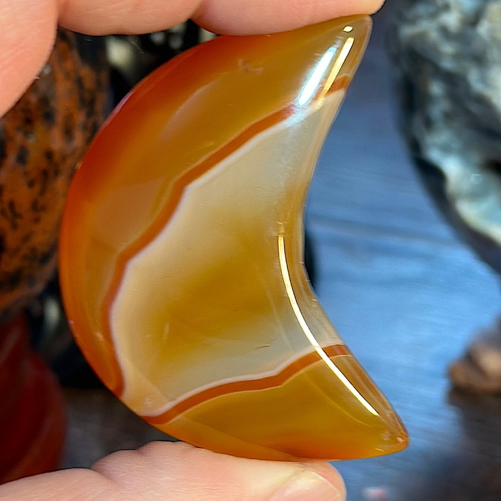 Carnelian Crystal Moon Carving!